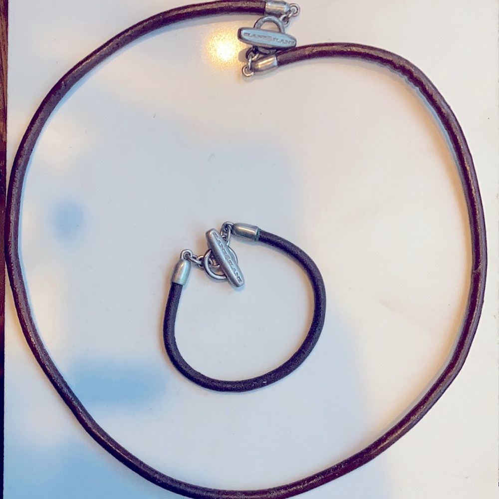 Rare! Slane and Slane matching pair of leather Sterling silver necklace,bracelet